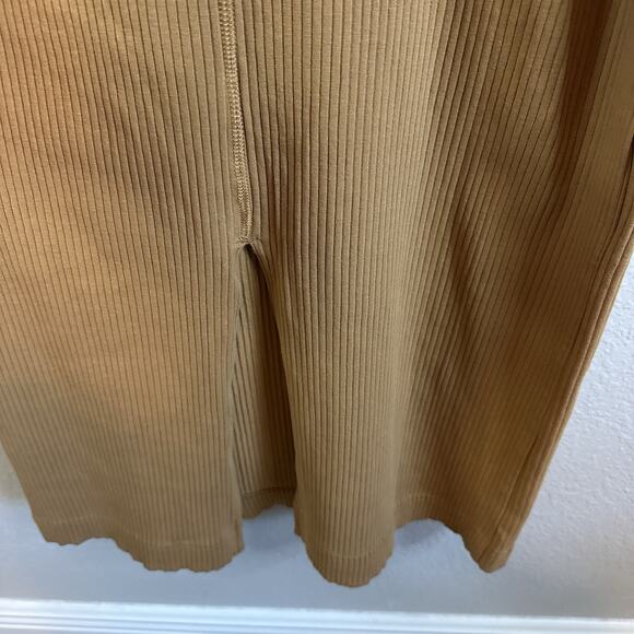 Pact Dress Ribbed Jazz Brown Camel Size Large Long Sleeve Belted Midi Organic - Picture 5 of 11